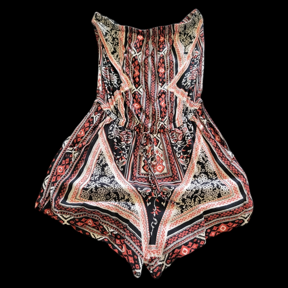 Tribal print small black/ white/red romper